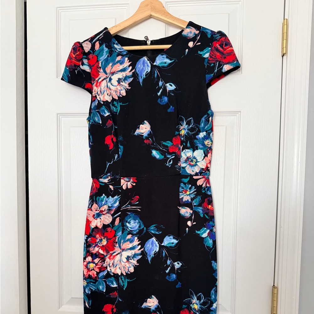 Betsey Johnson Black Floral Midi Dress